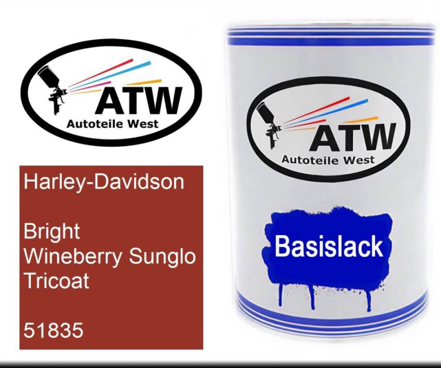 Harley-Davidson, Bright Wineberry Sunglo Tricoat, 51835: 500ml Lackdose, von ATW Autoteile West.